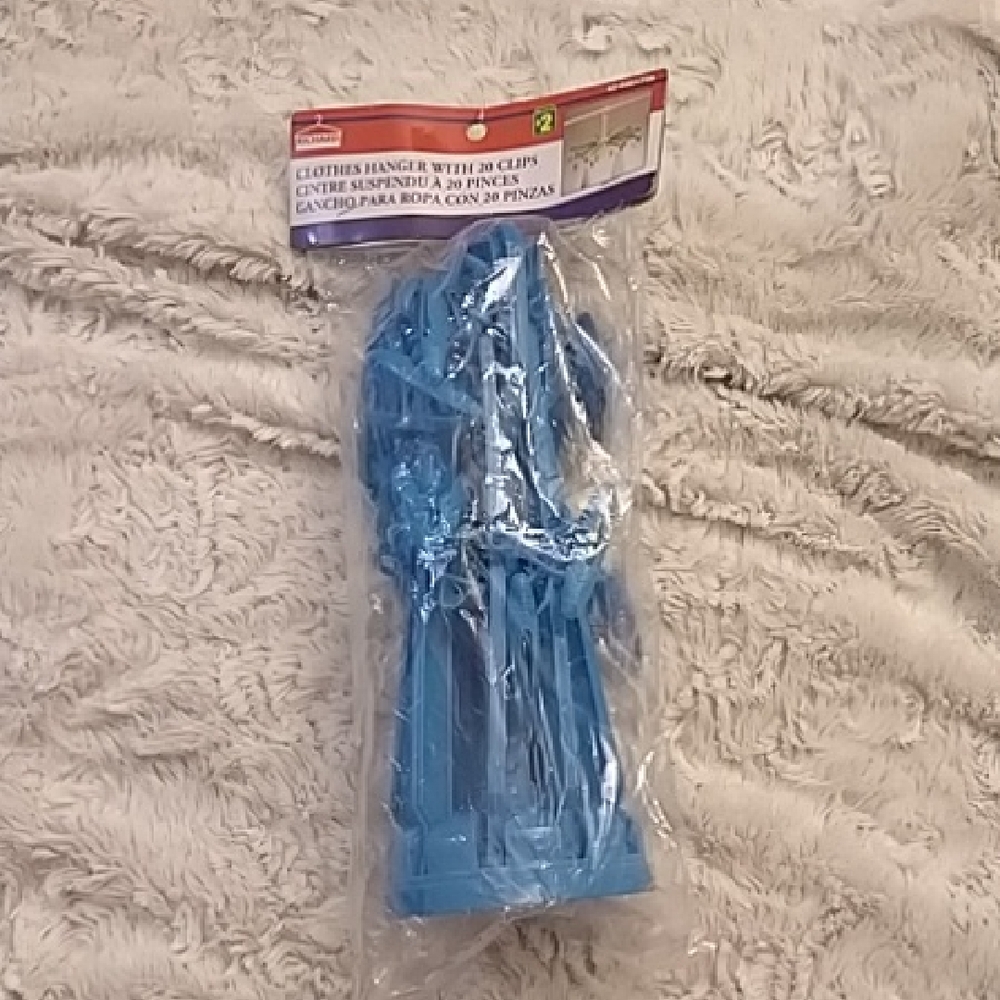 Blue Clothes Hanger with Clips